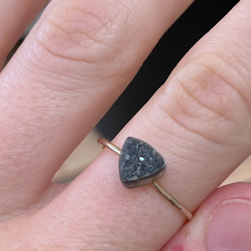 Black Druzy Gold Triangle Ring